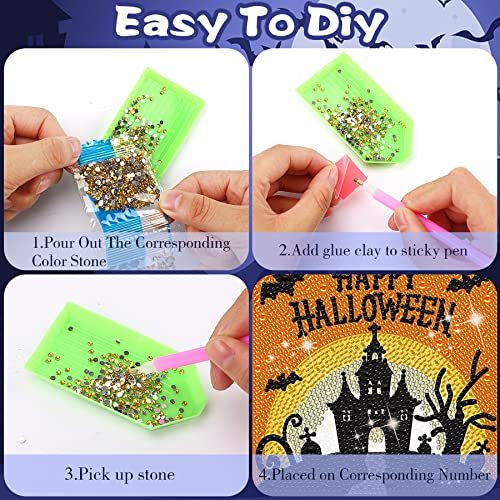 Halloween Diamond Painting, 4-piece Full Diamond Painting Kit